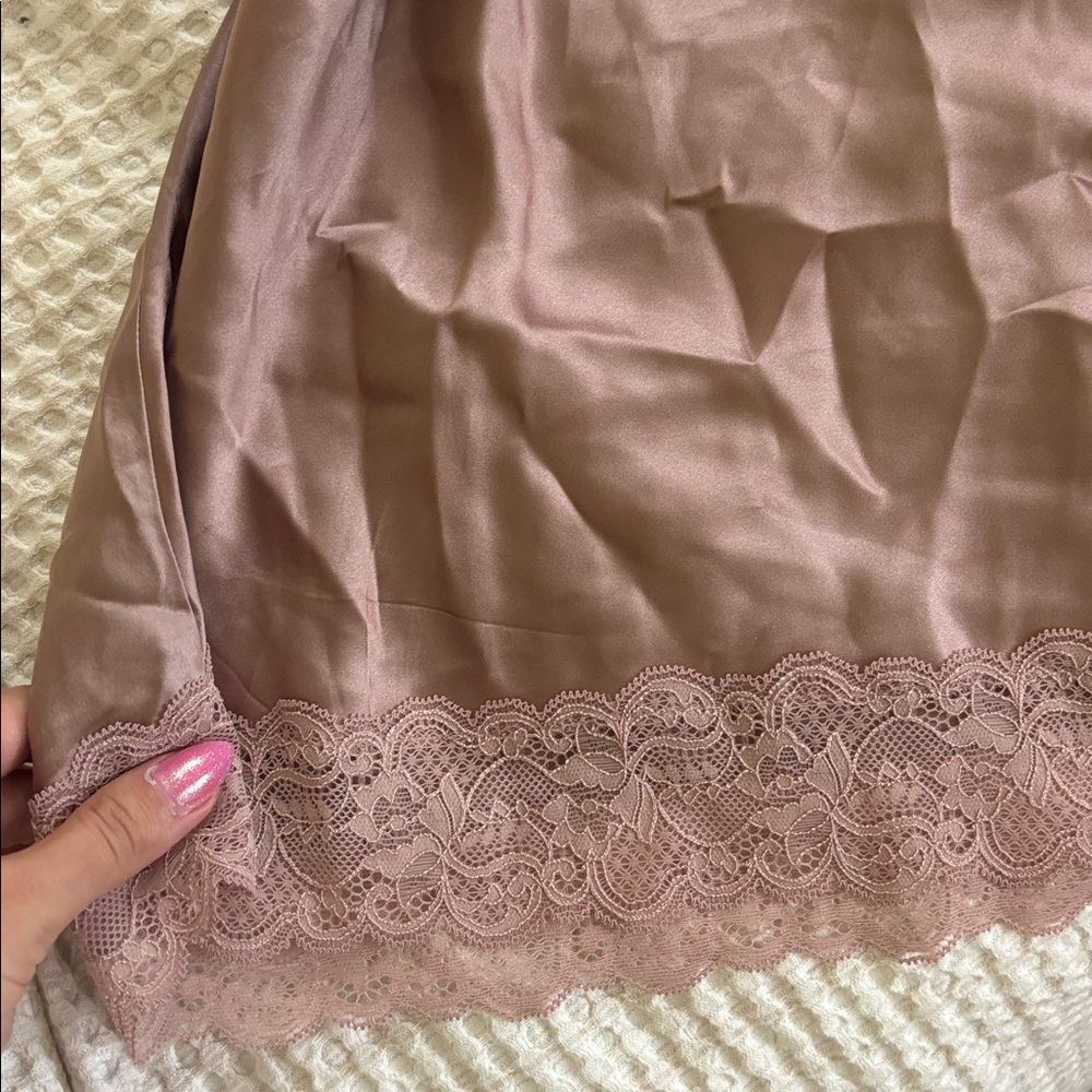 Intimissimi satin slip with Lace Insert Detail mauve medium - Picture 3 of 5